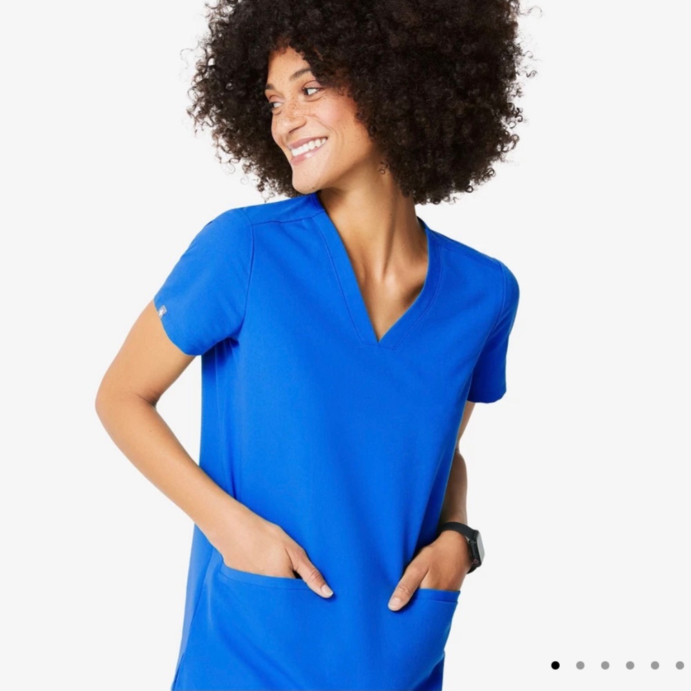 Figs Royal Blue Casma Scrub Top